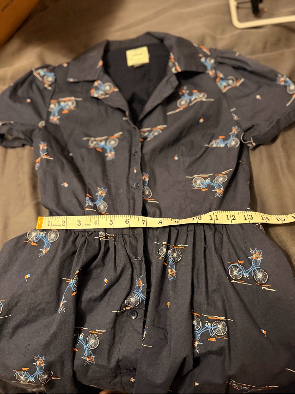 Joanie Cotten button dress with bike patterns - Picture 4 of 5